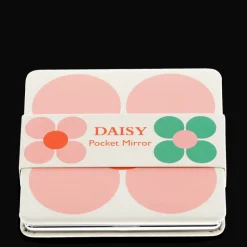 Rex London Square pocket mirror - Pink and green Daisy Clearance