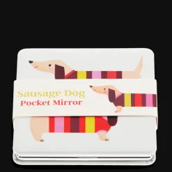 Rex London Square pocket mirror - Sausage Dog Hot