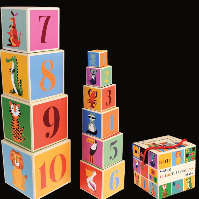 Rex London Stacking blocks with numbers - Colourful Creatures Clearance
