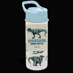 Rex London Stainless steel bottle with push button lid 500ml - Dinosaur Best