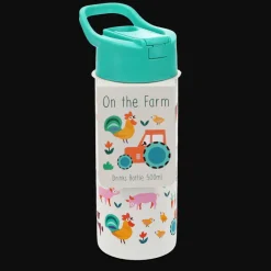 Rex London Stainless steel bottle with push button lid 500ml - Farmyard Online