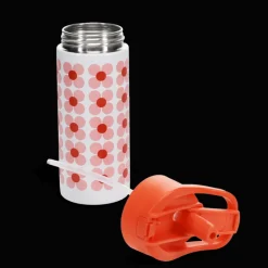 Rex London Stainless steel bottle with push button lid 500ml - Pink daisy Outlet
