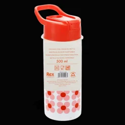 Rex London Stainless steel bottle with push button lid 500ml - Pink daisy Outlet