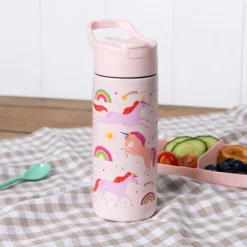 Rex London Stainless steel bottle with push button lid 500ml - Unicorn Fashion
