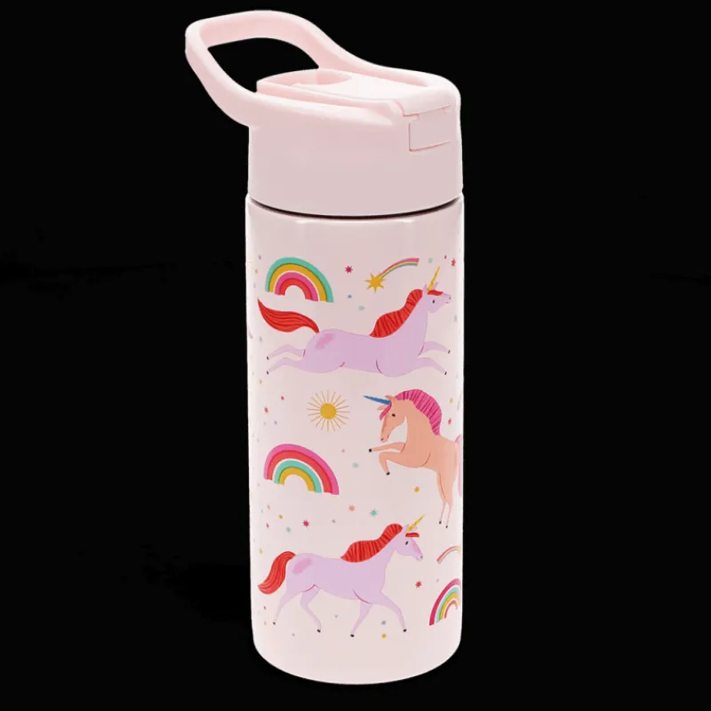 Rex London Stainless steel bottle with push button lid 500ml - Unicorn Fashion
