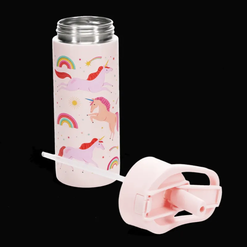 Rex London Stainless steel bottle with push button lid 500ml - Unicorn Fashion