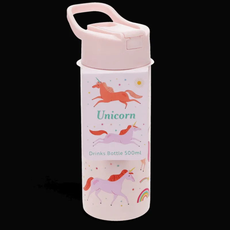 Rex London Stainless steel bottle with push button lid 500ml - Unicorn Fashion
