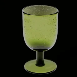 Rex London Stemmed Hand blown bubble glass - Olive green Clearance