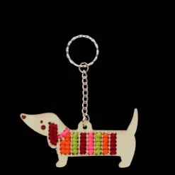 Rex London Stitch your own wooden keyring - Sausage Dog Hot