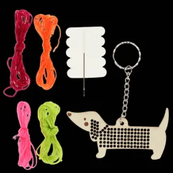 Rex London Stitch your own wooden keyring - Sausage Dog Hot