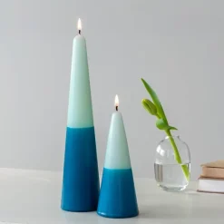 Rex London Tall two-colour cone candle - Dark blue-mint green Fashion