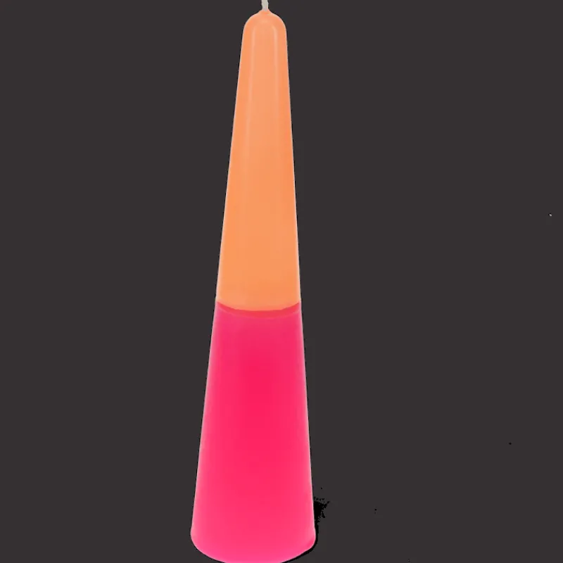 Rex London Tall two-colour cone candle - Pink-orange Clearance