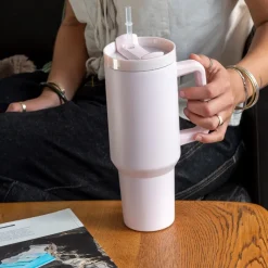 Rex London Travel tumbler with handle (1.2Ltr) - Light pink Outlet