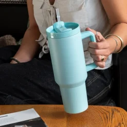 Rex London Travel tumbler with handle (1.2Ltr) - Eggshell blue New
