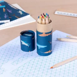 Rex London Tube of colouring pencils - Sharks Hot
