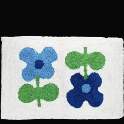 Rex London Tufted cotton bath mat - Blue flowers Clearance