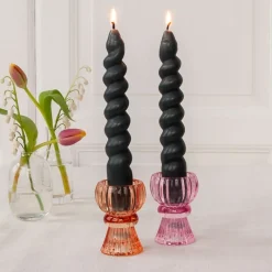 Rex London Twisted candles (pack of 2) - Dark grey Outlet