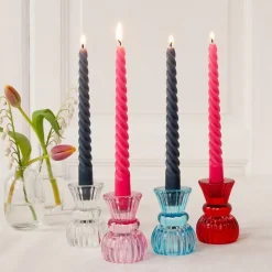 Rex London Twisted candles (pack of 4) - Dark grey and pink Online