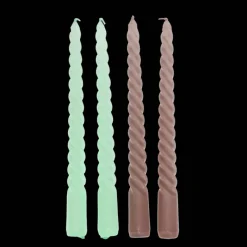 Rex London Twisted candles (pack of 4) - Mint green and taupe Discount