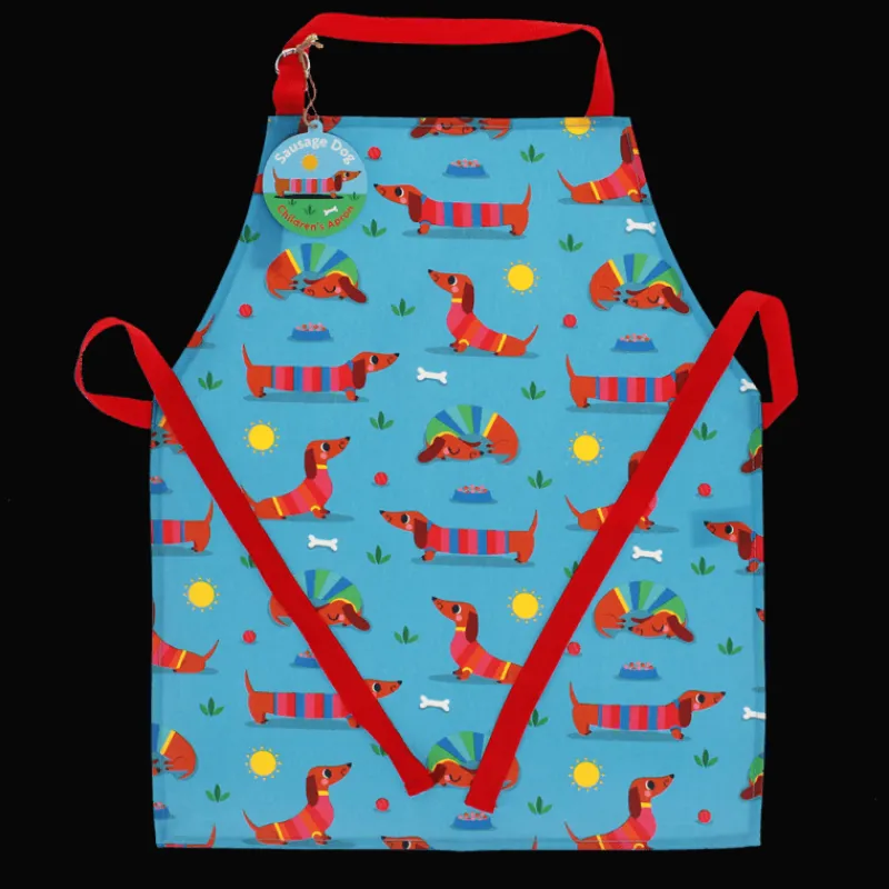 Rex London Wipeable cotton children's apron - Sunny Sausage Dog Clearance