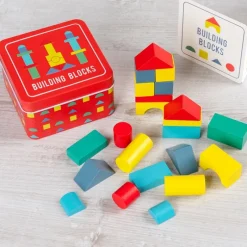 Rex London Wooden building blocks in a tin Clearance