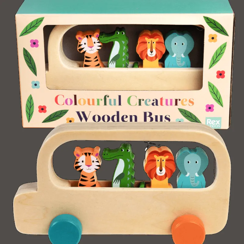 Rex London Wooden bus toy - Colourful Creatures Fashion