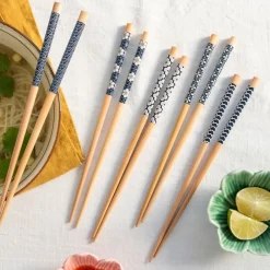 Rex London Wooden chopsticks (pack of 5 pairs) - Wagara patterns New
