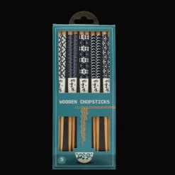 Rex London Wooden chopsticks (pack of 5 pairs) - Wagara patterns New