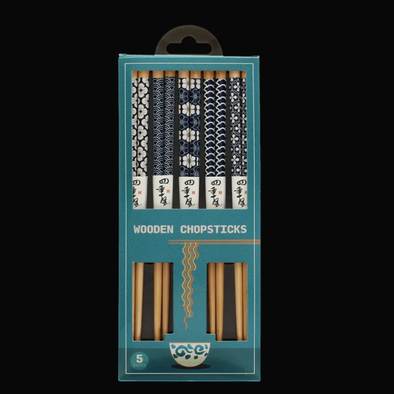 Rex London Wooden chopsticks (pack of 5 pairs) - Wagara patterns New