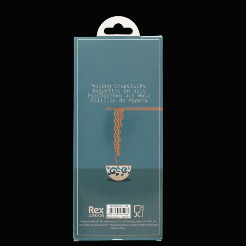 Rex London Wooden chopsticks (pack of 5 pairs) - Delicate patterns Clearance