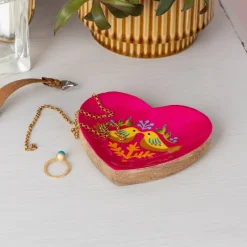 Rex London Wooden heart-shaped trinket dish - Birds Best