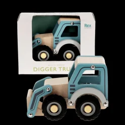Rex London Wooden push along vehicle toy - Digger truck (blue) Sale