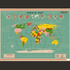 Rex London Wrapping paper sheets - World Map New